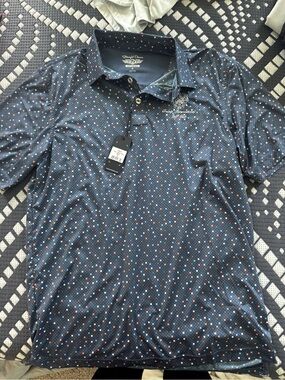 Straight Down Men’s Navy Micro Dot Polo